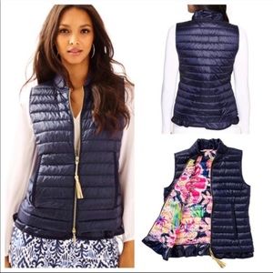 Lilly Pulitzer Cora Puffer Down Vest Navy